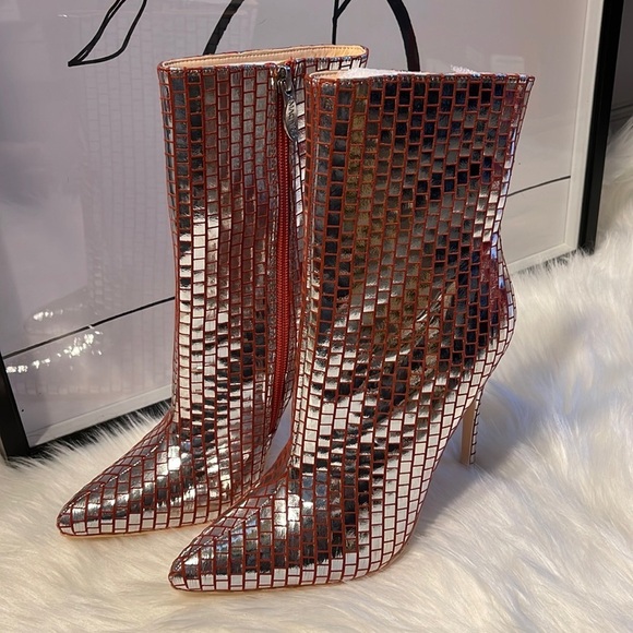 Mackin J Shiny Silver Disco Heeled Boots | 8​​ - Picture 2 of 7